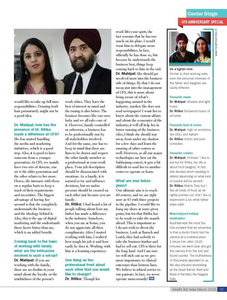 Image of Dr. Mahipal and Dr. Ritika, specialists at Centre for Sight