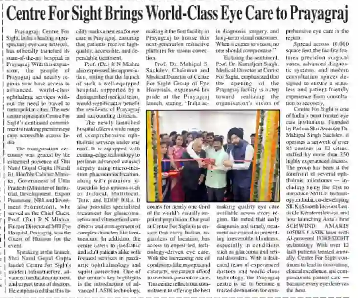 Centre For Sight Brings World-Class Eye Care to Prayagraj