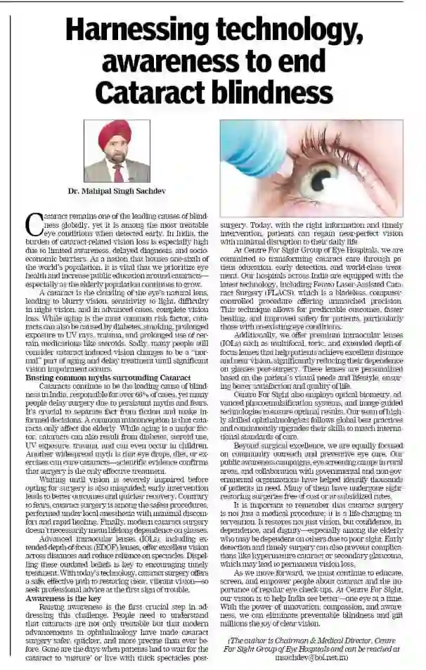 Harnessing technology, awareness to end Cataract blindness