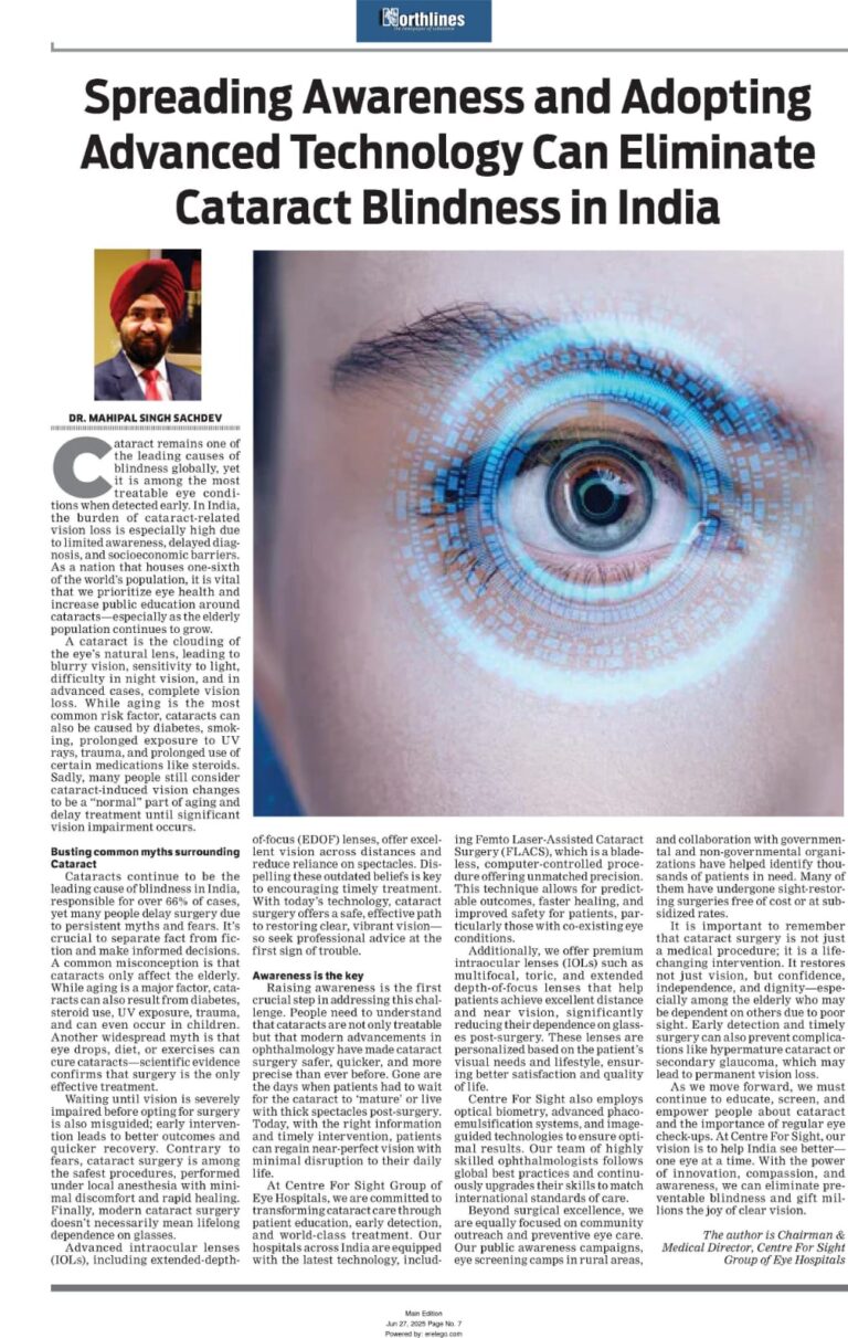 Spreading Awareness and Adopting Advanced Technology Can Eliminate Cataract Blindness in India