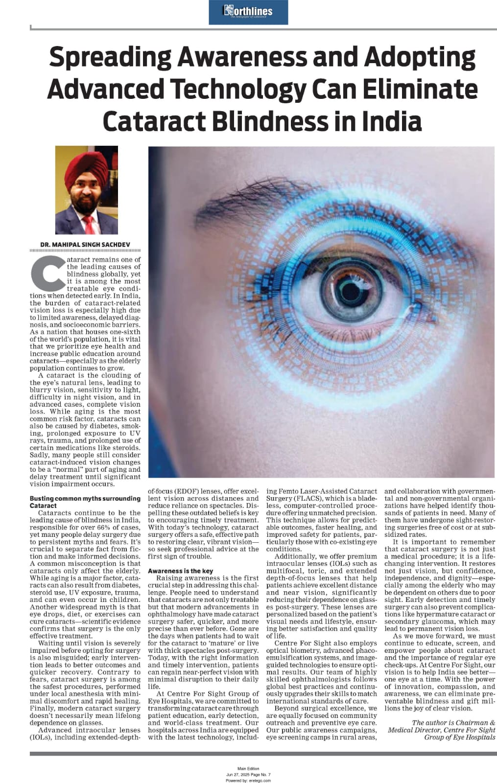 Spreading Awareness and Adopting Advanced Technology Can Eliminate Cataract Blindness in India