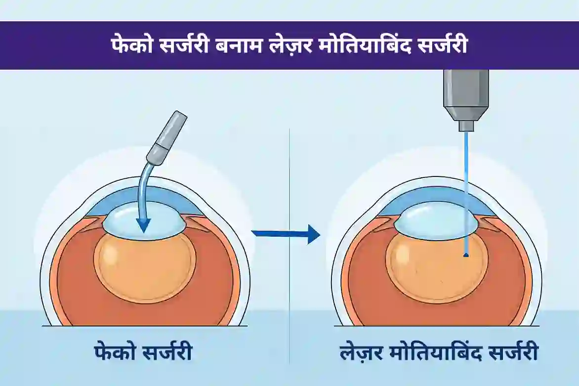 फेको सर्जरी बनाम लेज़र मोतियाबिंद सर्जरी कौन बेहतर है